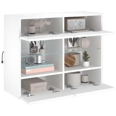 Mobile TV a Parete con Luci LED Bianco 78,5x30x60,5 cm - Foto 2