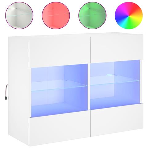 Mobile TV a Parete con Luci LED Bianco 78,5x30x60,5 cm - Foto 1