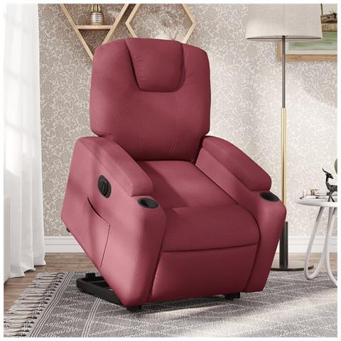 Poltrona Alzapersona Reclinabile Elettrica Rosso Vino Tessuto - Foto 1