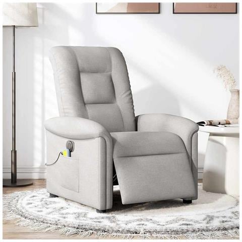 Poltrona Reclinabile Massaggio Elettrica Grigio Nuvola Tessuto - Foto 2