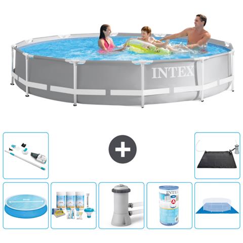 Piscina Fuori Terra - In Giro - 366x76 Cm - Grigio - Include Accessori Coordinati A1966 - Foto 1