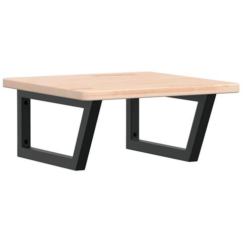 Ripiano A Parete Per Lavabo In Acciaio E Massello Di Rovere - Foto 1