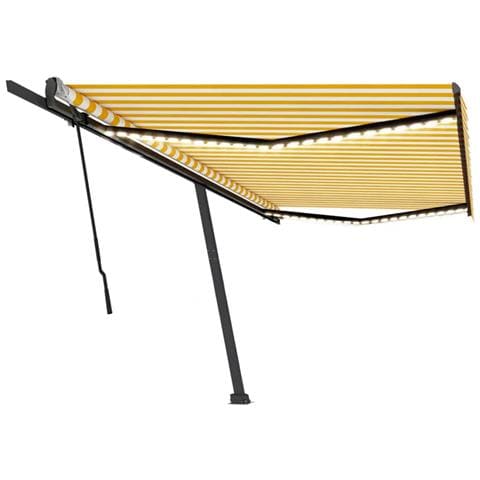 Lusso Casadino -  Tenda Da Sole Retrattile Manuale Led 500x300 Cm Gialla Bianca - Foto 1