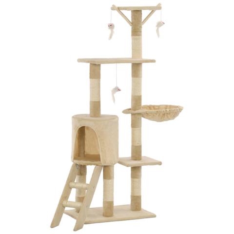 Albero Per Gatti Con Tiragraffi In Sisal 138 Cm Beige - Foto 1