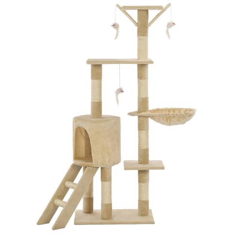 Albero Per Gatti Con Tiragraffi In Sisal 138 Cm Beige - Foto 2