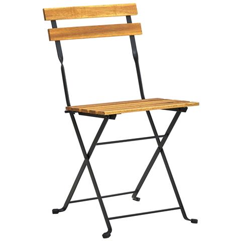 Sedie Da Giardino Pieghevoli 2 Pz In Acciaio E Massello Acacia - Foto 2