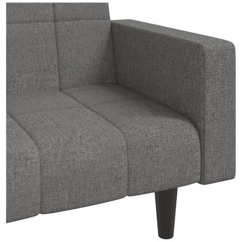 Divano Letto a 2 Posti con 2 Cuscini Grigio Chiaro in Tessuto - Foto 9