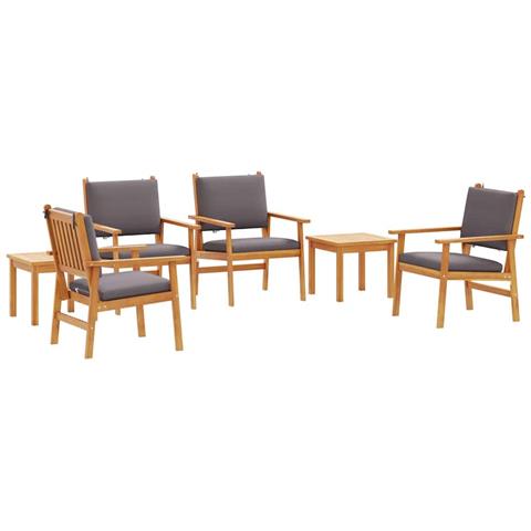 Set da pranzo da giardino 6 pezzi con cuscini in legno massello di acacia - Foto 1