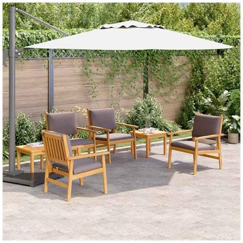 Set da pranzo da giardino 6 pezzi con cuscini in legno massello di acacia - Foto 2