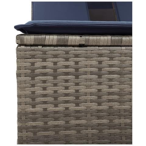 Lettino prendisole doppio con baldacchino e cuscini grigio in polyrattan - Foto 9