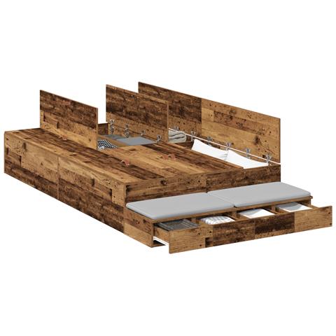 Struttura Letto con Contenitore in Legno Invecchiato 120x190 cm - Foto 1
