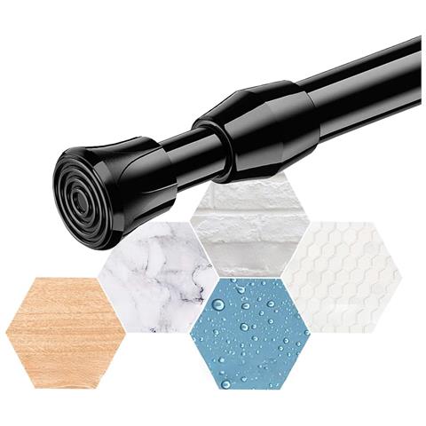 Bastone Per Tenda Doccia Telescopico Regolabile 32-51 Cm 3 Pezzi Nero - Foto 2