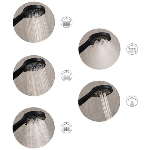 Kit Doccia Con Soffione E Flessibile Ichma 5 Funzioni Nero - Foto 2