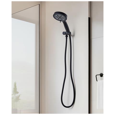 Kit Doccia Con Soffione E Flessibile Ichma 5 Funzioni Nero - Foto 1