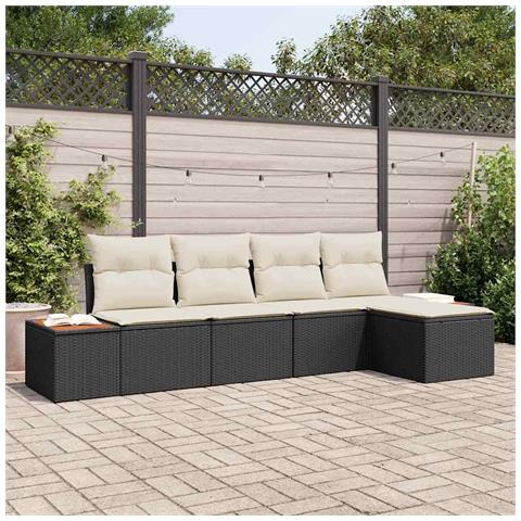 Set Divano da Giardino 5 pcs Nero e crema 184 x 62 x 85 cm - Foto 2