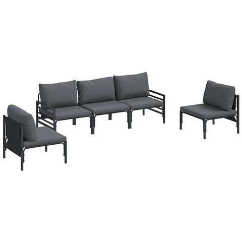 Set Divano da Giardino 5 pcs Antracite Acciaio - Foto 1