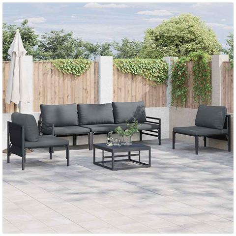 Set Divano da Giardino 5 pcs Antracite Acciaio - Foto 2