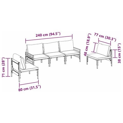 Set Divano da Giardino 5 pcs Antracite Acciaio - Foto 9