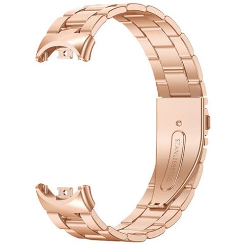 Cinturino In Metallo Compatibile Con Xiaomi Mi Band 8/9/10 - Bracciale A Tre Maglie In Acciaio Inossidabile Stile Ufficiale Pinkgold - Foto 1