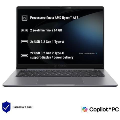 Expertbook Pm3 Pm3406cka-nz0265x Amd Ryzen Ai 7 350 16gb Amd Radeon 860m Ssd 1tb 14'' Wqxga Tastiera Retroilluminata - Foto 2