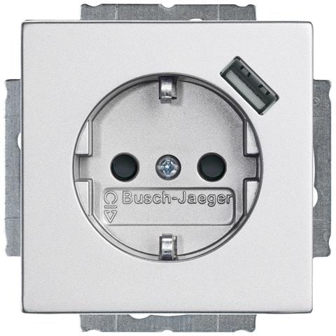 20 EUCBUSB-83 presa energia CEE 7/3 + USB Argento - Foto 1