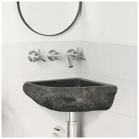 Lavabo ad angolo sospeso Grigio (30-37) x (30-37) x 12 cm - Foto 2