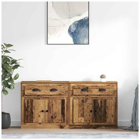 Sideboards con cassetto 2 pcs Legno vecchio 70 x 35,5 x 67,5 cm - Foto 2