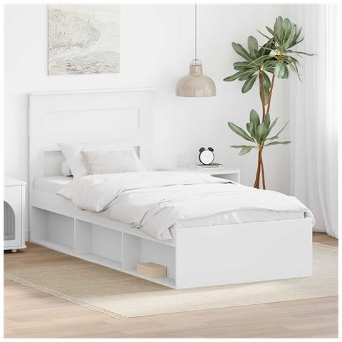 Struttura del letto Bianco 75 x 190 cm Pino massello - Foto 2