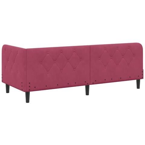 Cornice del letto ad angolo Rosso Vino 80 x 200 cm Velluto - Foto 9