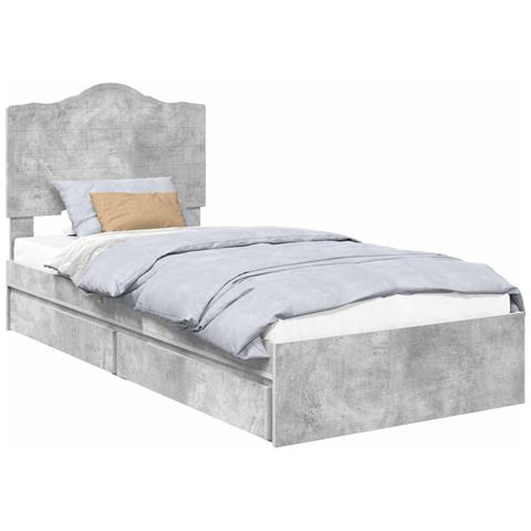 Letto con Contenitore con testiera Grigio cemento 90 x 190 cm - Foto 1