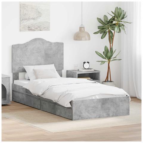 Letto con Contenitore con testiera Grigio cemento 90 x 190 cm - Foto 2