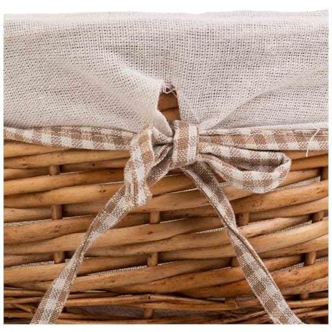 Set Di 3 Cestini In Vimini Foderati Marroni - Foto 5