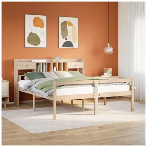 Letto Libreria senza Materasso 180x200 cm in Legno di Pino - Foto 2