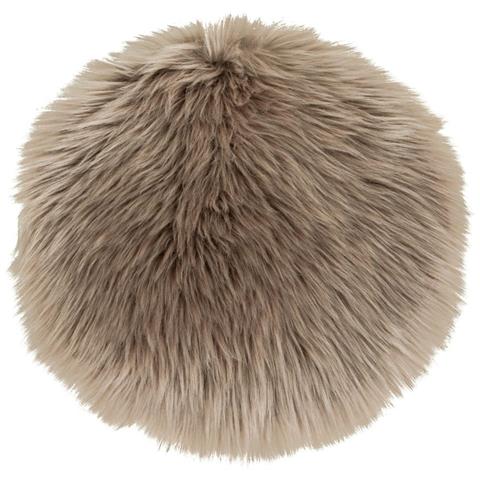 Cuscino Da Seduta Rotondo In Ecopelliccia Tortora Ø35 Cm - Foto 1