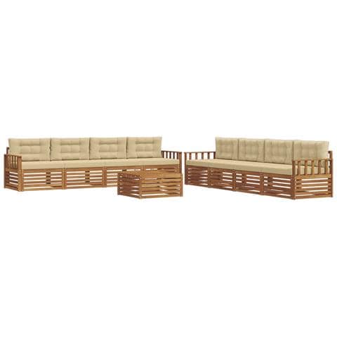 Set di divani da esterno con cuscino 9 pcs Naturale e Beige - Foto 1