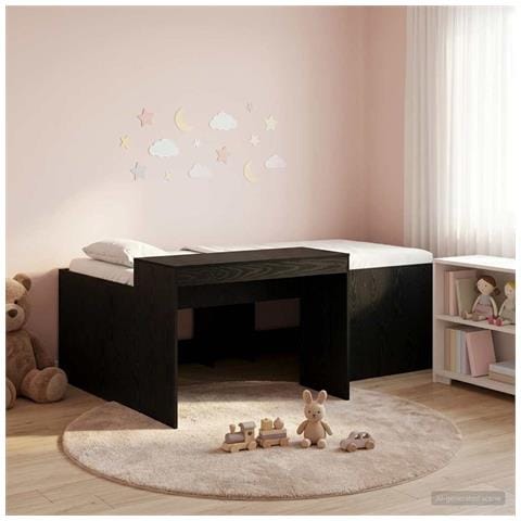 Letto alto per bambini con scrivania Nero 90 x 200 cm - Foto 2