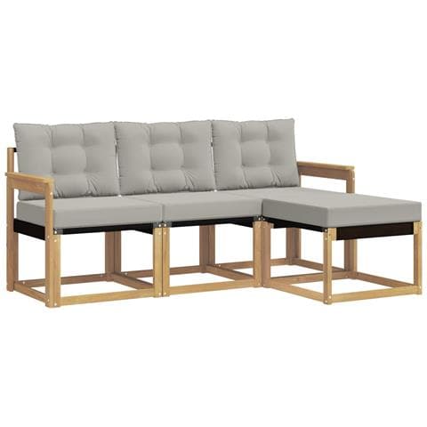 Set di divani da esterno 4 pcs Bianco e Grigio Chiaro - Foto 1