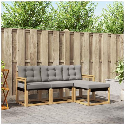 Set di divani da esterno 4 pcs Bianco e Grigio Chiaro - Foto 2