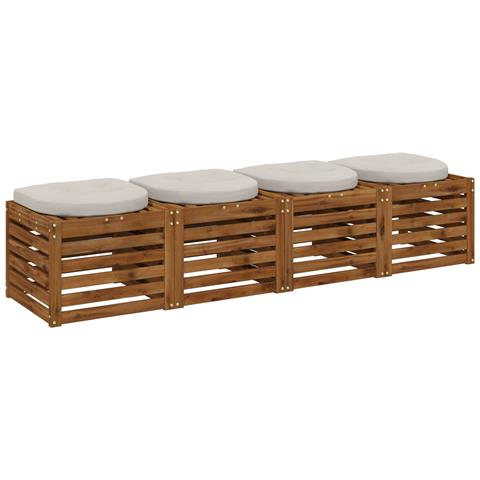 Cuscini per Sedia in 4 Pezzi 4 pz 100% Poliestere Bianco - Foto 2