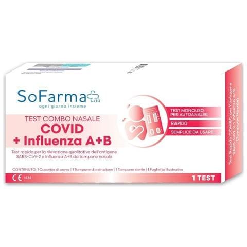 Test Antigenico Rapido COVID-19 Combo Autodiagnostico Determinazione Qualitativa Antigeni SARS-COV-2 e Influenza A+B in Tamponi Nasali Mediante Immunocromatografia Sofarmapiu' - Foto 1