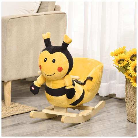 Cavallo a dondolo in legno ape per i bambini 60 x 33 x 45cm giallo e nero - Foto 2