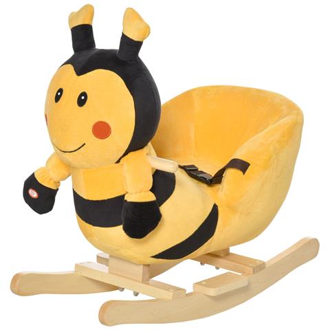 Cavallo a dondolo in legno ape per i bambini 60 x 33 x 45cm giallo e nero - Foto 1