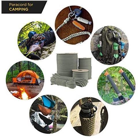 Paracord 550 Del Cavo Dei Paracadute Tipo Iii Mil-spec 7 Fili Survival (grigio Scuro 30 M) - Foto 4