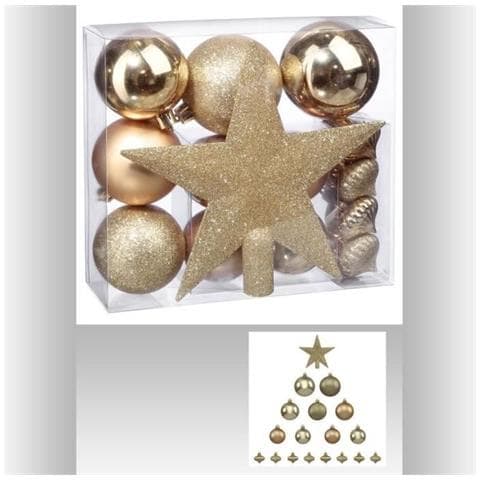 Kit Di 18 Pezzi Di Decorazioni Natalizie - Oro - Foto 1