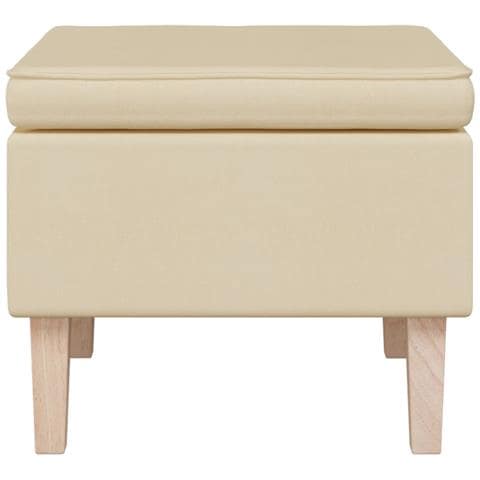 Poggiapiedi Con Gambe In Legno Crema In Tessuto - Foto 2