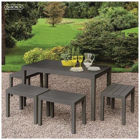 Tavolo Da Esterno Vasto, Tavolo Rettangolare Da Pranzo, Tavolo Da Giardino Indoor E Outdoor Multiuso, 100% Made In Italy, 138x78h72 Cm, Antracite - Foto 1
