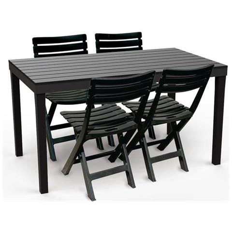 Tavolo Da Esterno Vasto, Tavolo Rettangolare Da Pranzo, Tavolo Da Giardino Indoor E Outdoor Multiuso, 100% Made In Italy, 138x78h72 Cm, Antracite - Foto 4