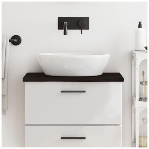 Piano Bagno Marrone Scuro 60x40x2 cm Legno Massello Trattato - Foto 2