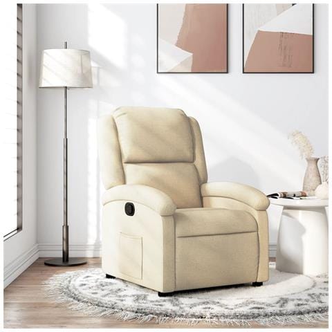 Poltrona Reclinabile In Tessuto Crema - Foto 13