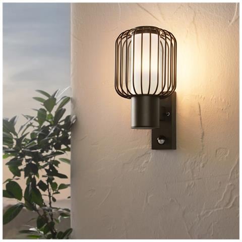 Applique Industrial Da Esterno Ravello 1 Luce Acciaio Zincato Nero Sensore - Foto 1